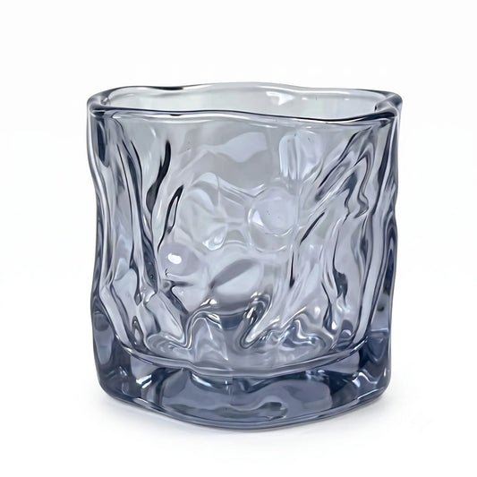 wabisabi fold smoky quartz 6.5 oz glass candle vessel on white background
