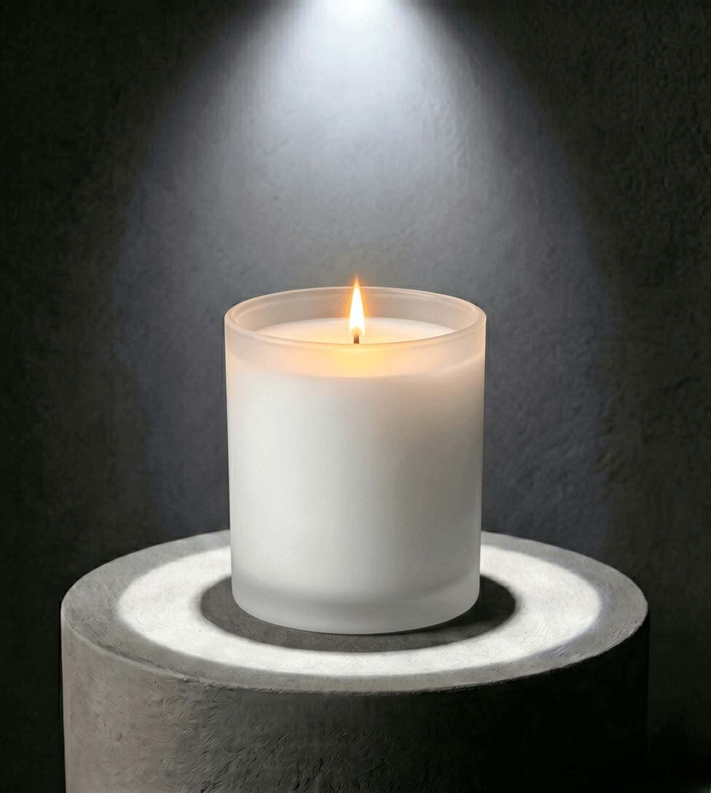 Wholesale pristine frosted white minimalist glass candle vessel 8 oz with a warm diffused glow