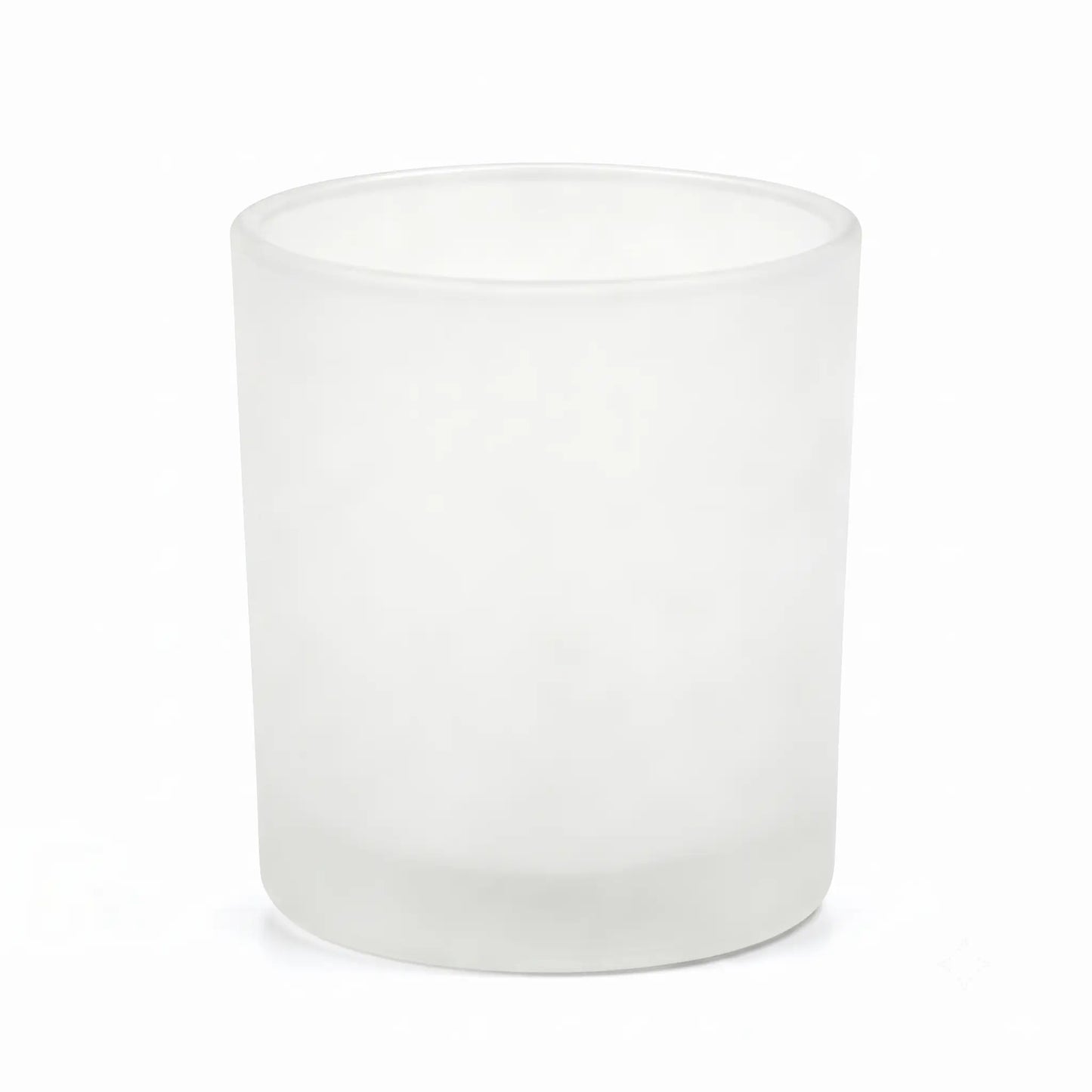 Wholesale pristine frosted white minimalist glass candle vessel 8 oz with a warm diffused glow