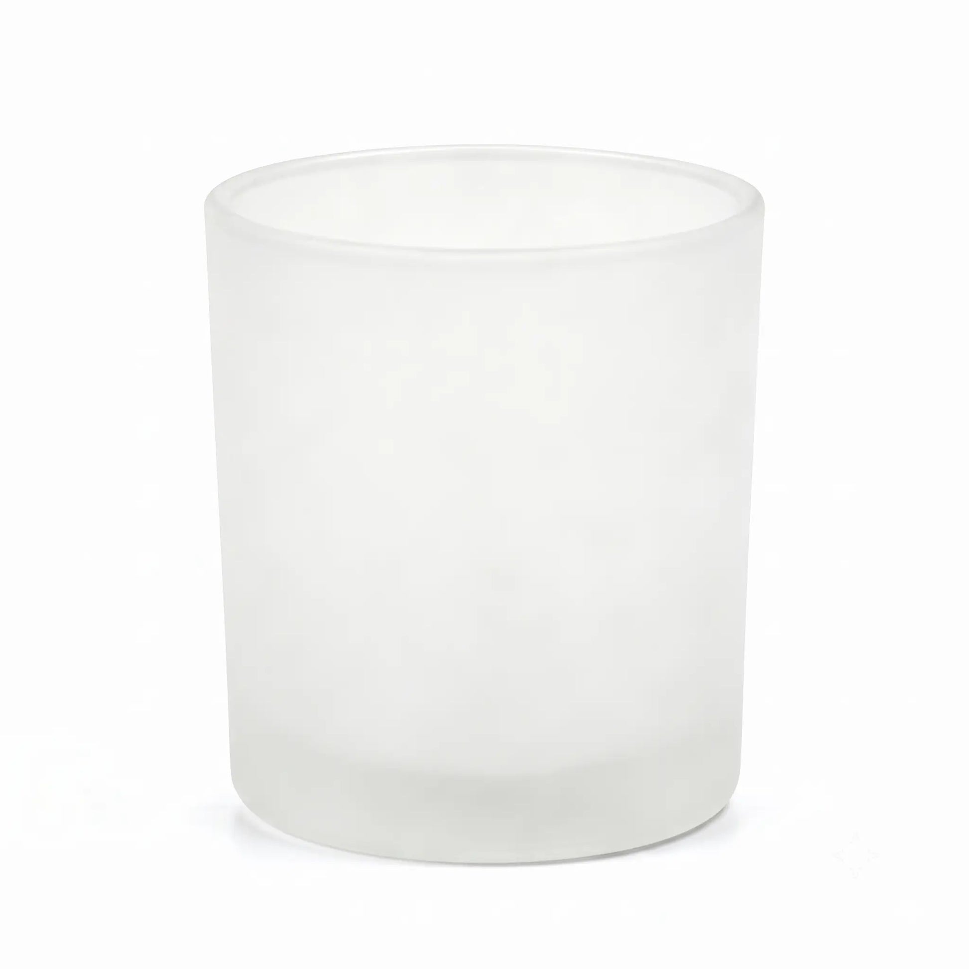Wholesale pristine frosted white minimalist glass candle vessel 8 oz with a warm diffused glow