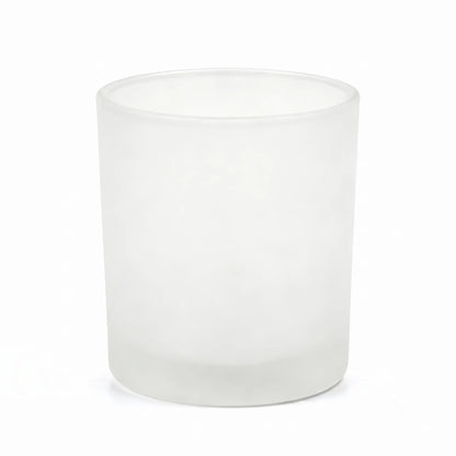 Wholesale pristine frosted white minimalist glass candle vessel 8 oz with a warm diffused glow