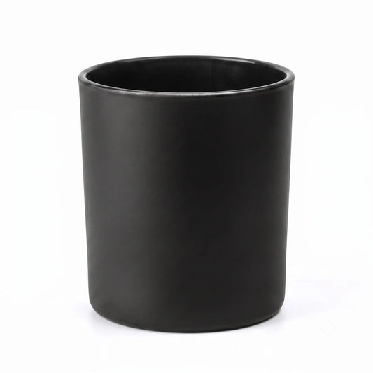 Wholesale opaque matte black minimalist glass candle vessel 8 oz for luxury branding