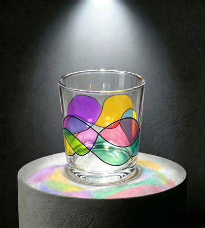Wholesale tactile iridescent glass candle vessel with raised abstract fluid lines 8 oz