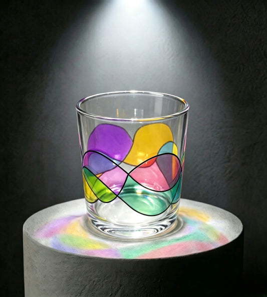 Wholesale tactile iridescent glass candle vessel with raised abstract fluid lines 8 oz